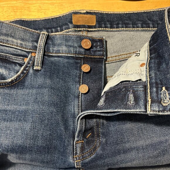 NWT Womens MOTHER Blue The Scrapper Cuff Ankle Fray Smash Banjo's Denim Jeans 24 - Picture 4 of 13
